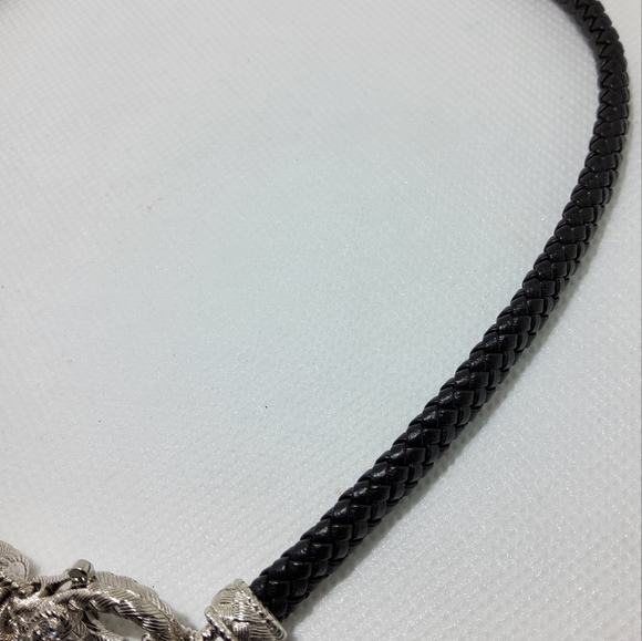 Judith Ripka Braided Necklace W/ Heart Charm - Picture 3 of 7